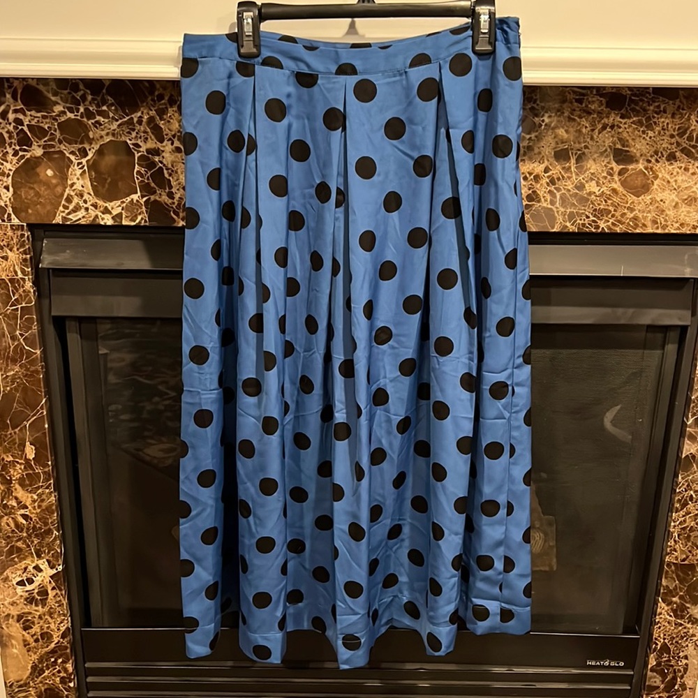 Who What Wear Blue and Black Polka Dot Maxi Skirt